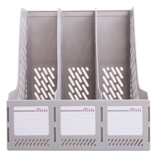 Giá tài liệu 3 ngăn Deli E9845-GY – Nhựa PP bền chắc phân loại gọn gàng