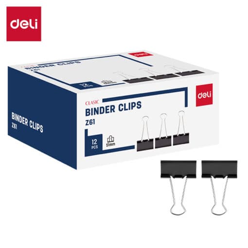 Kẹp giấy 51mm Deli EZ61 – Kẹp chặt tài liệu không làm hỏng bề mặt giấy