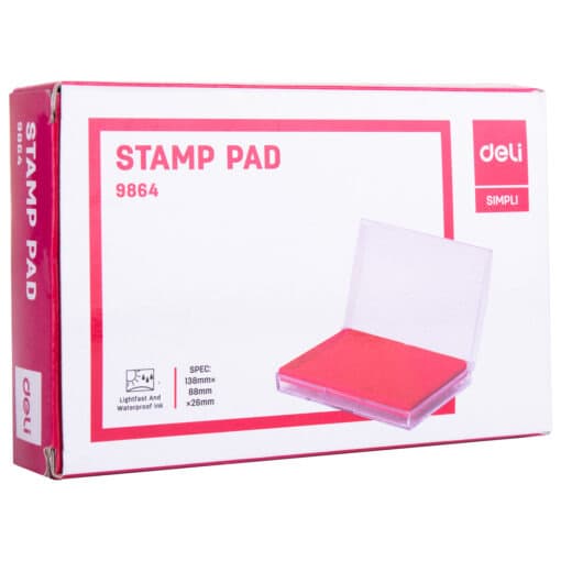 Hộp dấu đỏ Deli E9864 – Mực dấu đậm màu thấm đều và nhanh khô