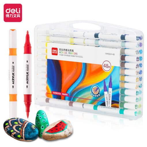  Bút Acrylic Marker 2 đầu Deli HM924 – Hai đầu đa năng chồng màu cực tốt