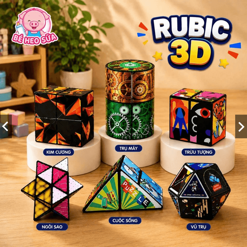 Rubic Biến Hình 3D Magic Cube Ma Thuật Phát Triển Trí Não Cho Bé